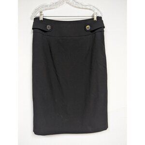 Sharon Young Stretch Black Straight Skirt Size 8 Zipper Slit Womens